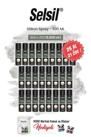 Selsil 500 ml, 25 AL 21 ÖDE Silikon Sprey ve rosie pamuk