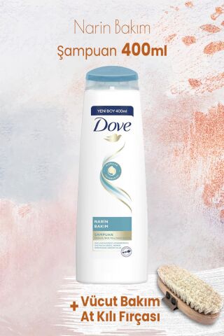 Dove Şampuan Narin Bakım 400 ml ve Vücut Bakım At Kılı Fırçası