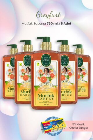 Eyüp Sabri Tuncer Greyfurt 5'li Mutfak Sabunu 750 ml ve Oluklu Sünger