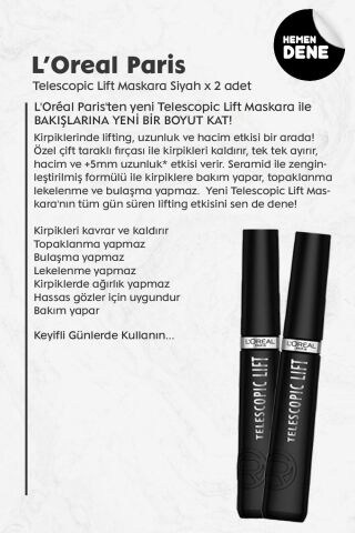 Loreal Paris Telescopic Lift Maskara Siyah x 2 Adet