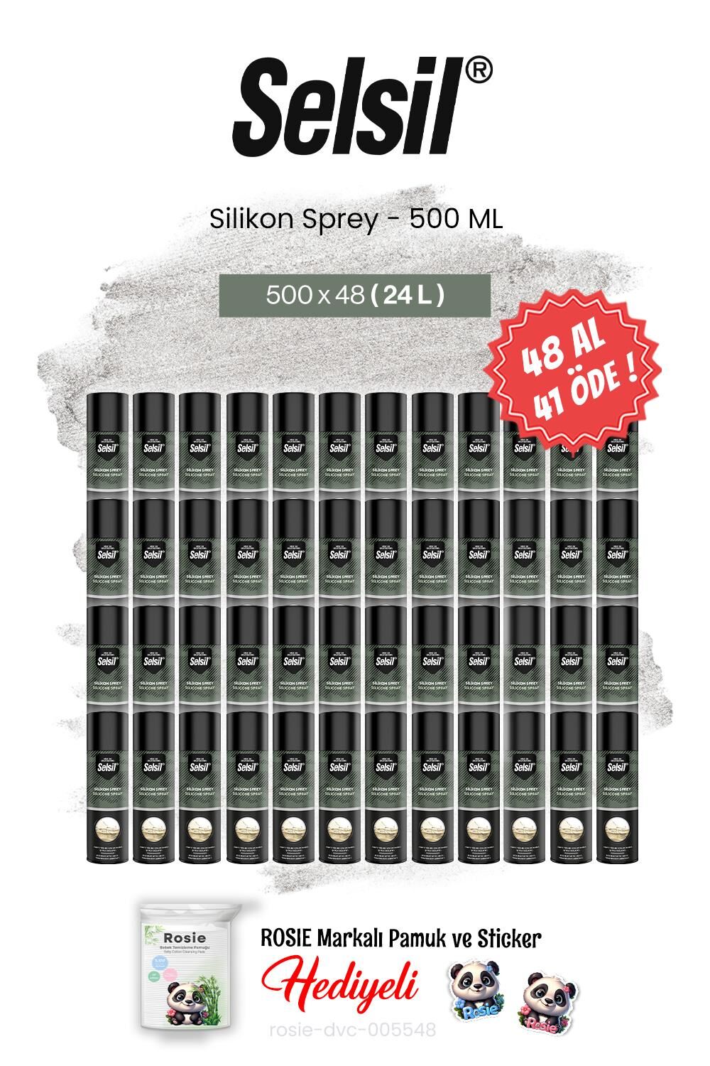 Selsil 48 AL 41 ÖDE, 500 ml Silikon Sprey ve rosie pamuk