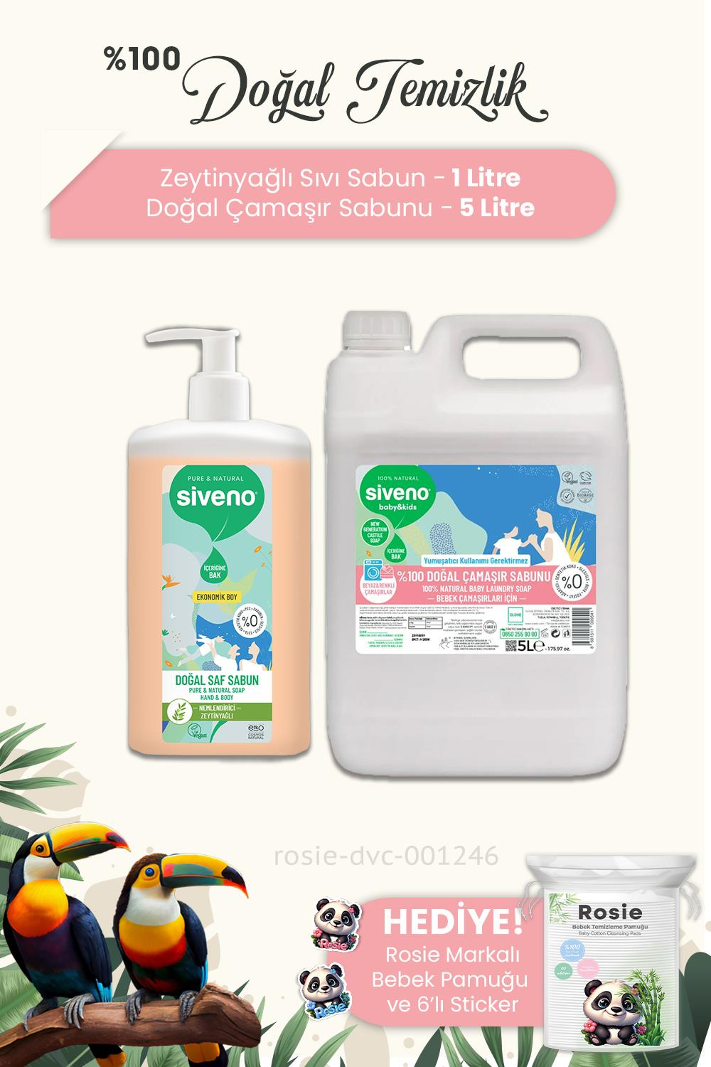 Siveno Baby %100 Doğal Temizlik Paketi 2'li ve ROSIE Bebek Pamuğu