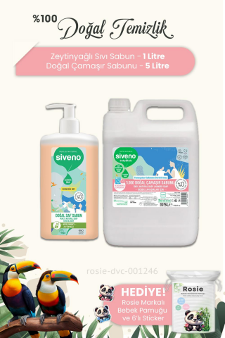 Siveno Baby %100 Doğal Temizlik Paketi 2'li ve ROSIE Bebek Pamuğu