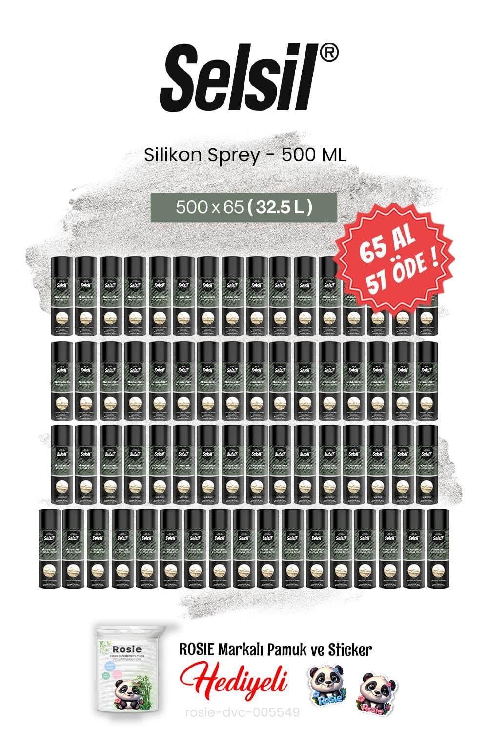 Selsil 65 AL 57 ÖDE, 500 ml Silikon Sprey ve rosie pamuk