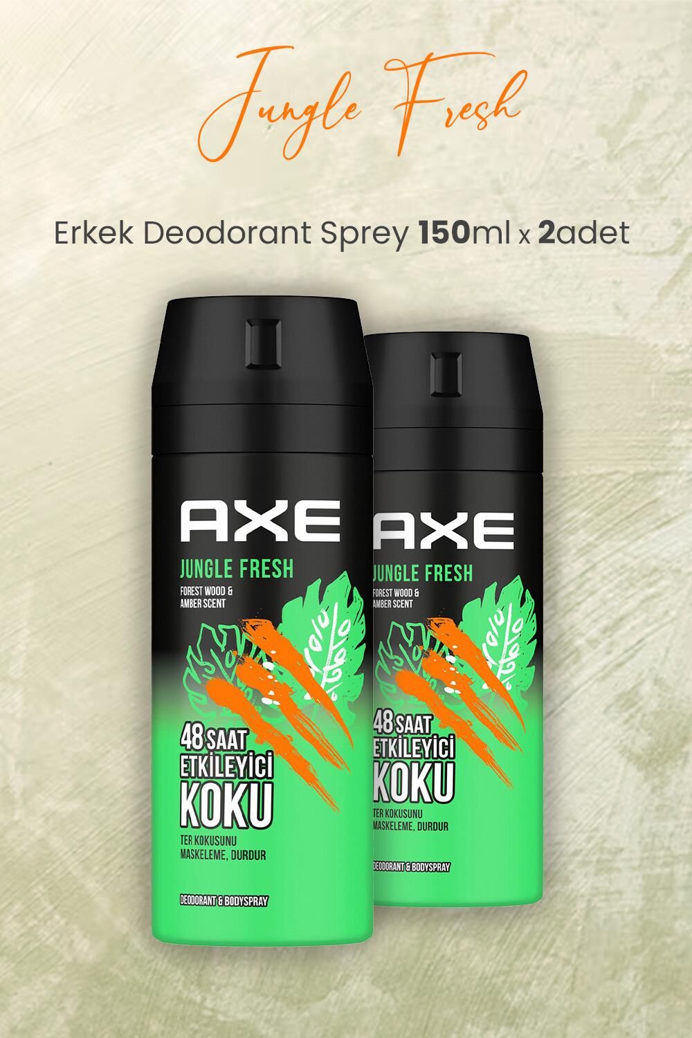 Axe Jungle Fresh Erkek Deodorant Sprey 150 ml x 2 Adet