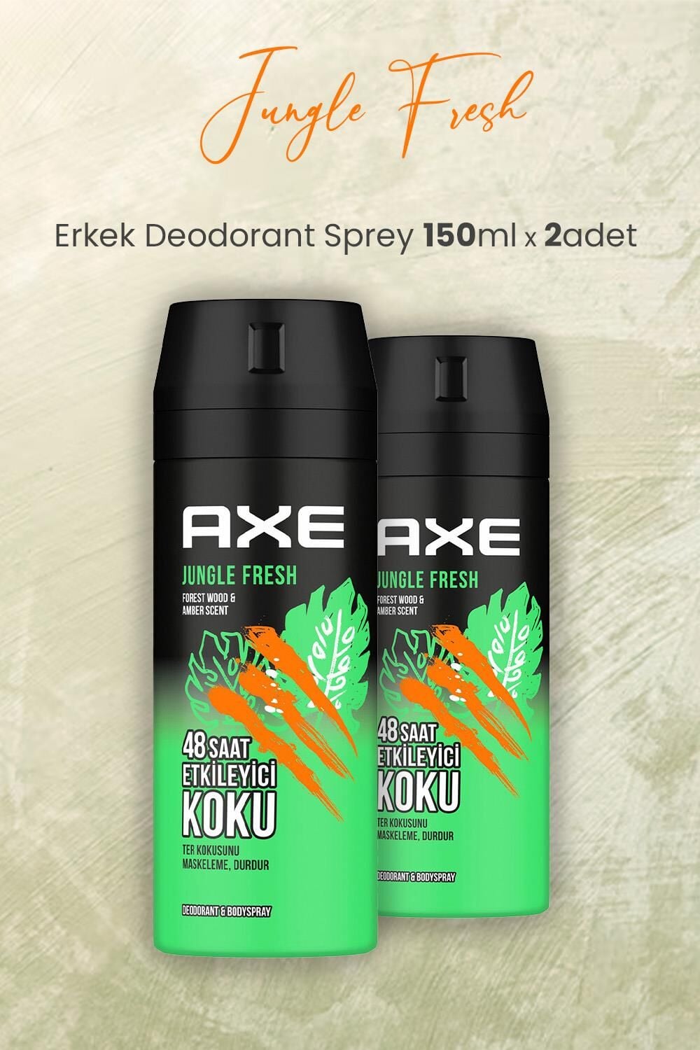 Axe Jungle Fresh Erkek Deodorant Sprey 150 ml x 2 Adet