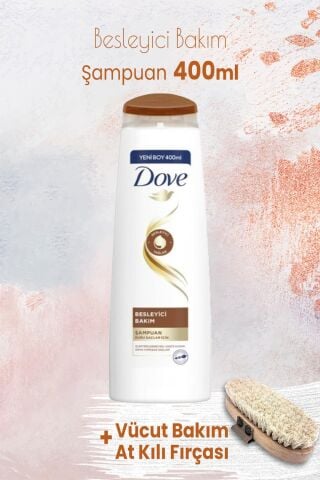 Dove Şampuan Besleyici Bakım 400 ml ve Vücut Bakım At Kılı Fırçası
