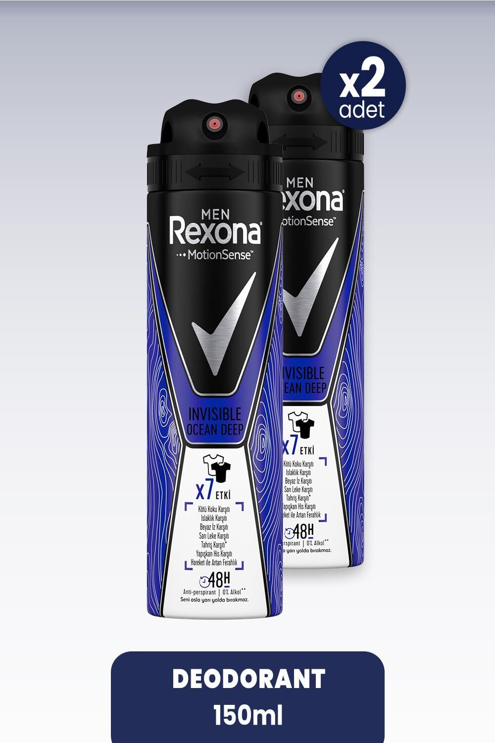 Rexona Men Sprey Deodorant Invisible Ocean Deep 150 ml x 2 Adet