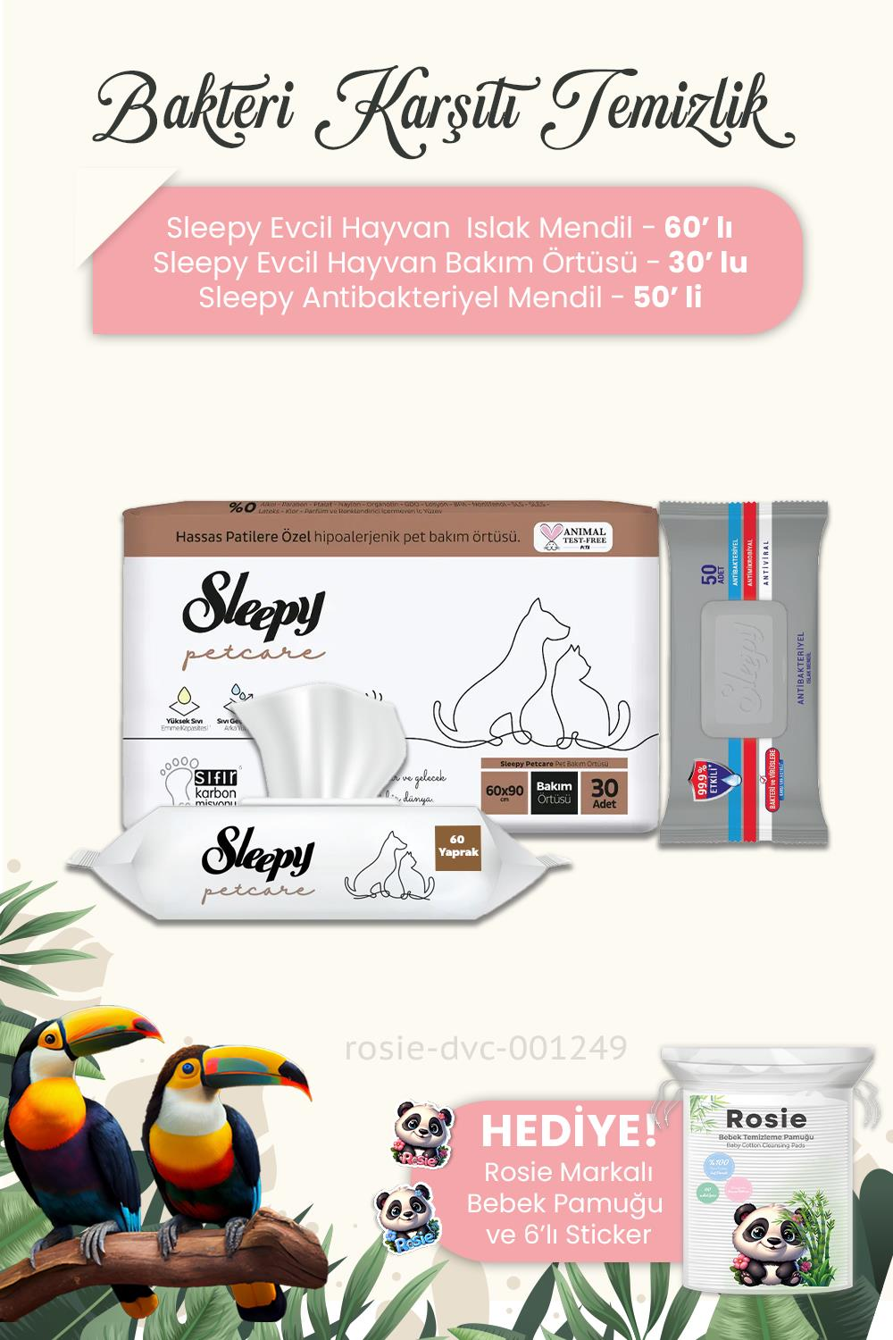 Sleepy Petcare Evcil Hayvan Bakteri Karşıtı Temizlik 3'lü Set ve ROSIE