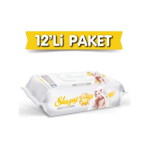 Sleepy Islak Mendil Sensitive 90 Yaprak x 12 Adet 1080 Yaprak