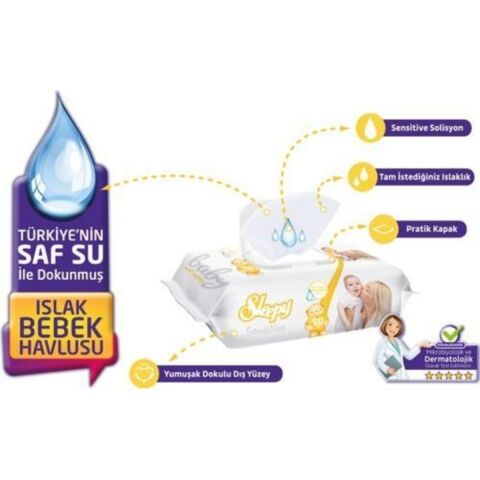 Sleepy Islak Mendil Sensitive 90 Yaprak x 12 Adet 1080 Yaprak