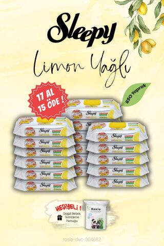 Sleepy 17 AL 15 ÖDE Limon Yağlı Mutfak Havlusu, ROSIE Hediye