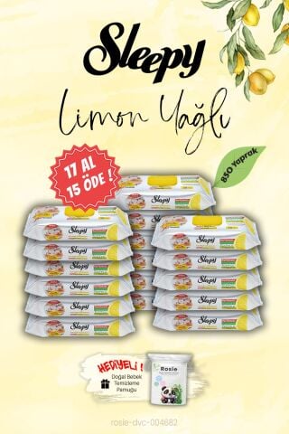 Sleepy 17 AL 15 ÖDE Limon Yağlı Mutfak Havlusu, ROSIE Hediye