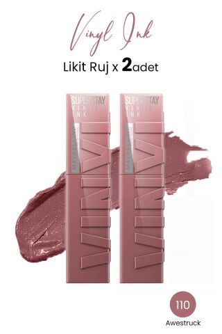 Maybelline New York Super Stay Vinyl Ink Likit Ruj 110 Awestruck x 2 adet