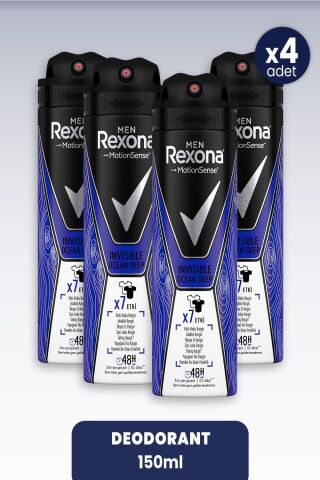 Rexona Men Sprey Deodorant Invisible Ocean Deep 150 ml x 4 Adet