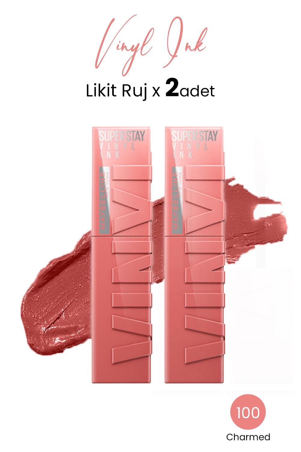 Maybelline New York Super Stay Vinyl Ink Likit Ruj 100 Charmed x 2 adet
