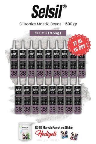 Selsil Silikonize Mastik, 500 gr, Beyaz 17 AL 15 ÖDE ve rosie pamuk