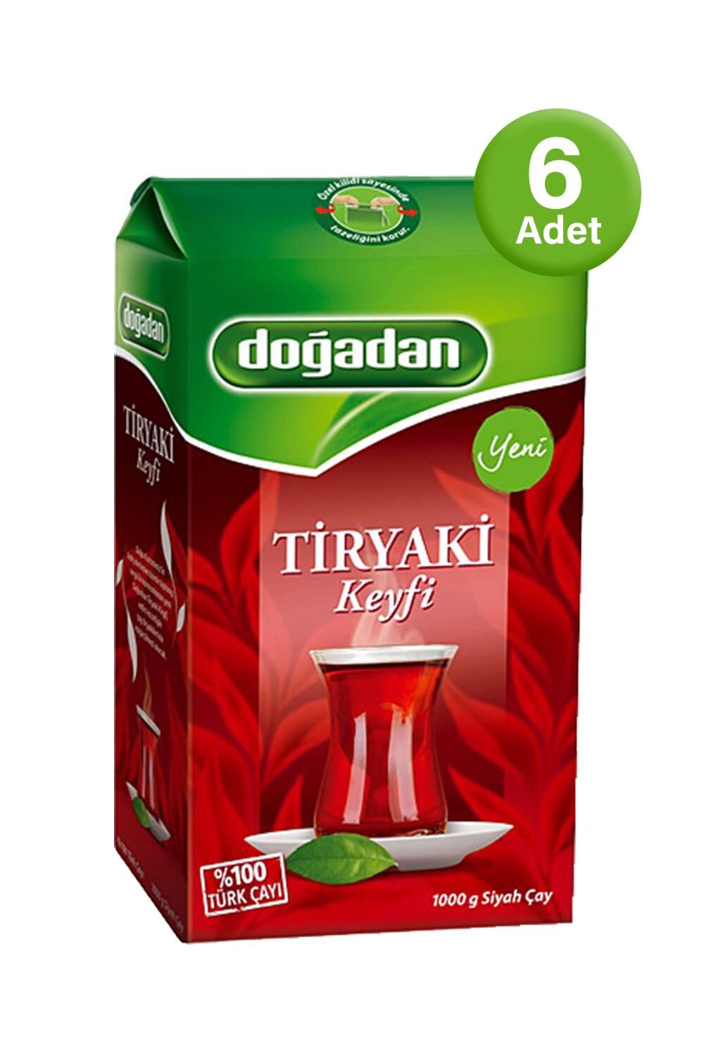 Doğadan Tiryaki Siyah Dökme Çay 1 kg - 6 Adet