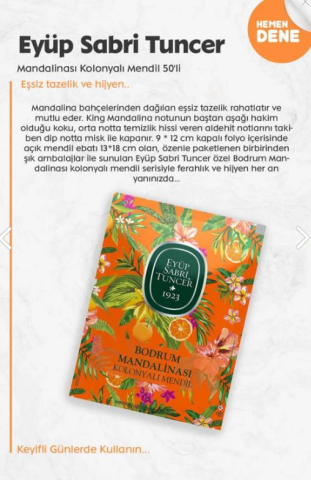 Mandalina 50'li, Kiraz Çiçeği 150'li, Verbena 50'li, Bodrum Mandalina Losyon 280 ml ve Rosie