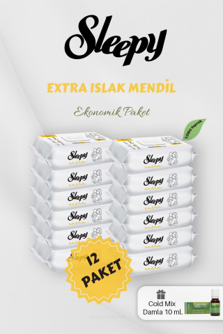 Extra Islak 90' lı Bebek Havlusu 12 Paket Yeşil Cold Mix Hediyeli