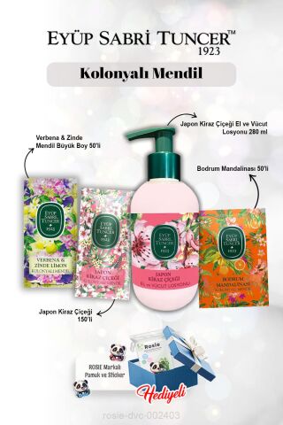 150'li Kiraz Çiçeği, Verbena 50'li, Mandalina 50'li, Kiraz Çiçeği Losyon 280 ml ve Rosie