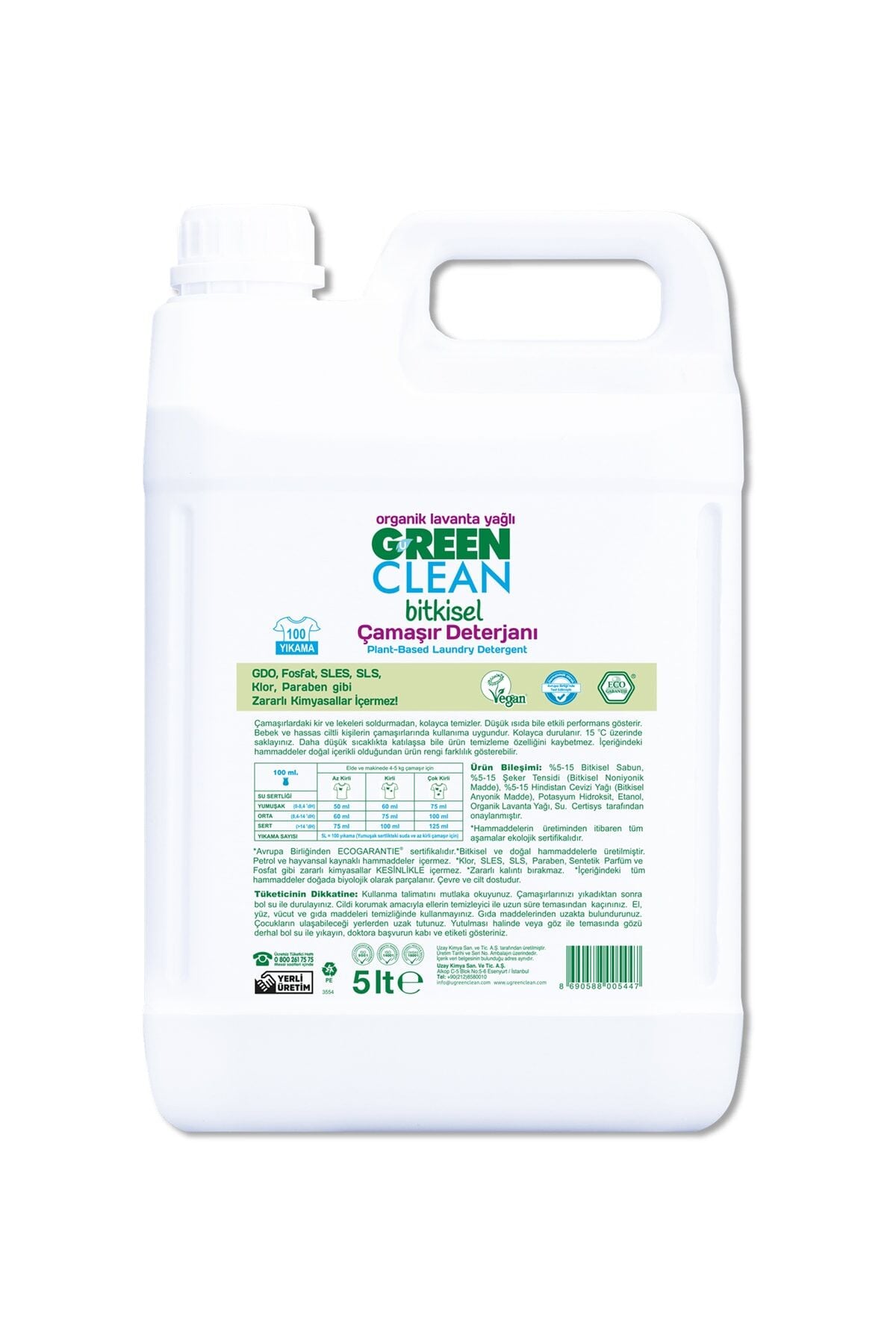 Green Clean 5 lt Çamaşır Deterjanı Lavanta Yağlı