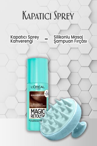 Loreal Paris Kapatıcı Sprey Kahverengi 75 ml ve Şampuan Fırçası Mavi