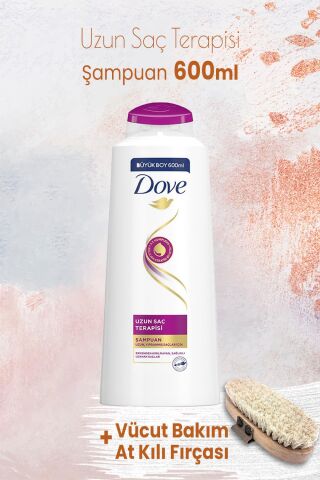 Dove Şampuan Uzun Saç Terapisi 600 ml ve Vücut Bakım At Kılı Fırçası