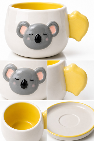 Koala Desenli 2'li Kahve Fincanı 140 ml