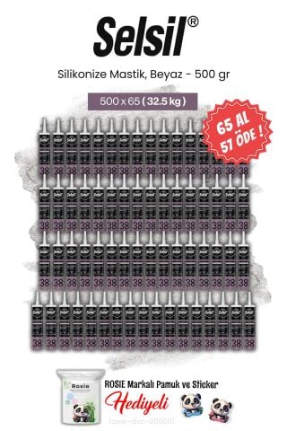 Selsil 65 AL 57 ÖDE, 500 gr Silikonize Mastik, Beyaz ve rosie pamuk