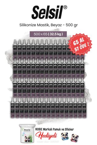 Selsil 65 AL 57 ÖDE, 500 gr Silikonize Mastik, Beyaz ve rosie pamuk