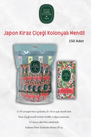 Eyüp Sabri Tuncer 3 Paket Kolonyalı Mendil Japon Kiraz Çiçeği 150'li ve ROSIE