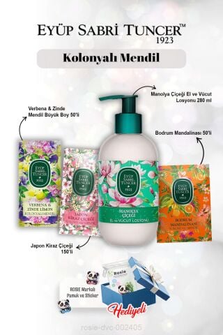 280 ml  Manolya Çiçeği Losyon, 150'li Kiraz Çiçeği, Verbena 50'li, Mandalina 50'li ve Rosie