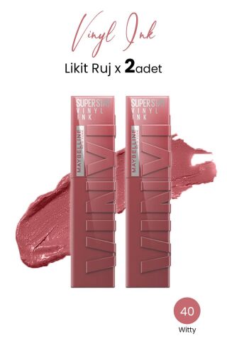 Maybelline New York Super Stay Vinyl Ink Likit Ruj 40 Witty x 2 adet