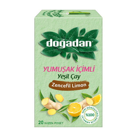 Doğadan Yeşil Çay Yumuşak İçimli Zencefil Limon 20 li