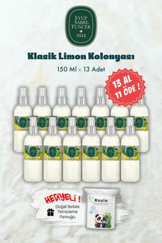 150 ML 13 AL 11 ÖDE Klasik Limon Kolonyası ve ROSIE Hediye