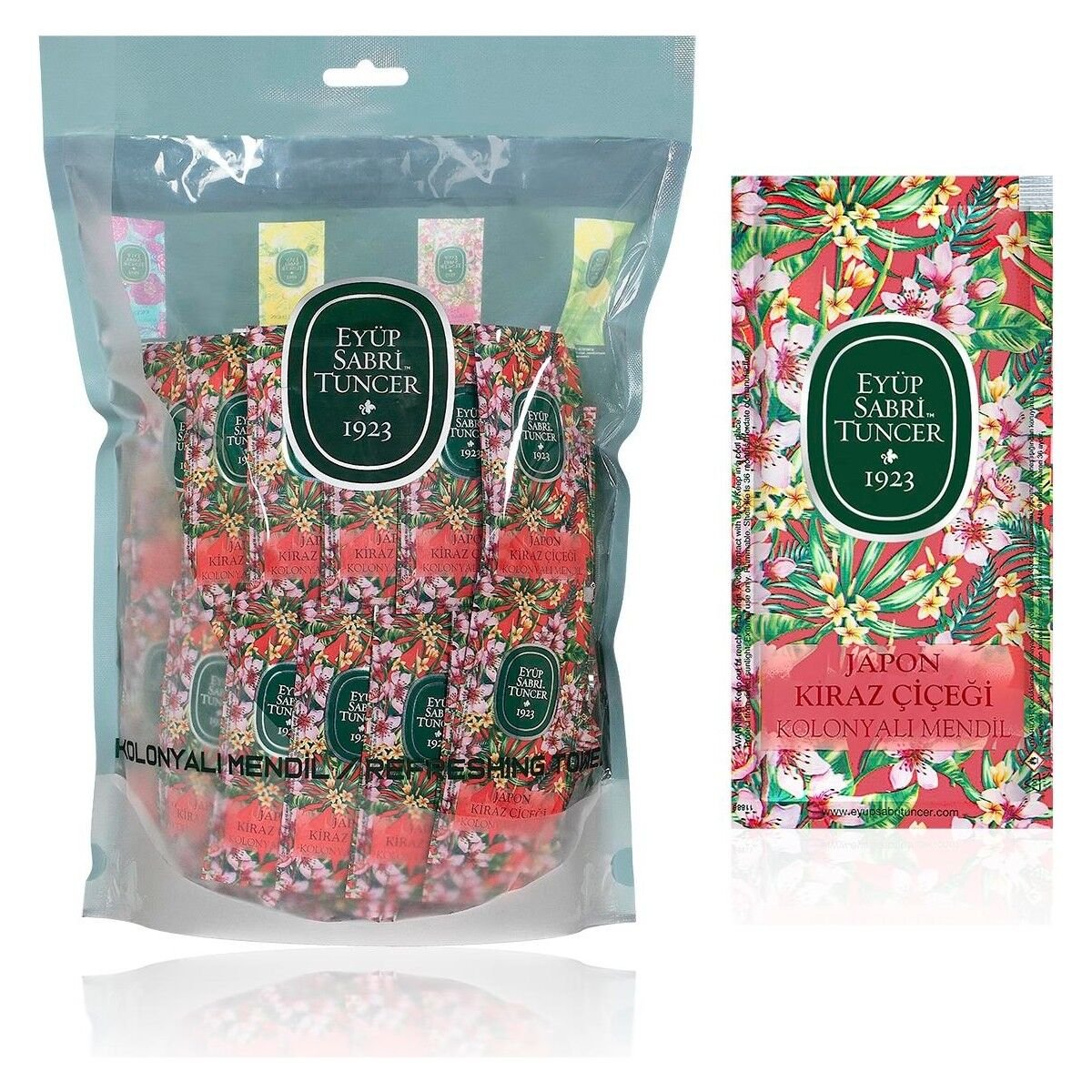 Eyüp Sabri Tuncer Japon Kiraz Çiçeği Kolonyalı Mendil 150'li (Küçük Boy)