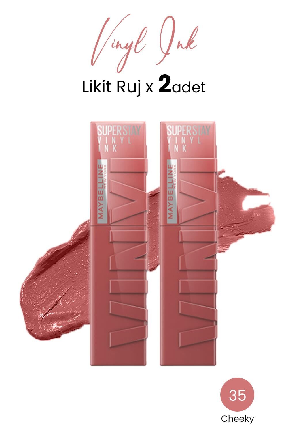 Maybelline New York Super Stay Vinyl Ink Likit Ruj 35 Cheeky x 2 adet