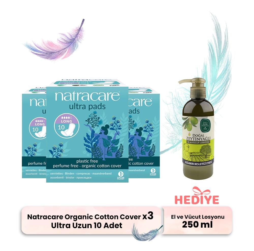 Natracare Ultra Uzun 10' lu x 3, El ve Vücut Losyonu Hediyeli