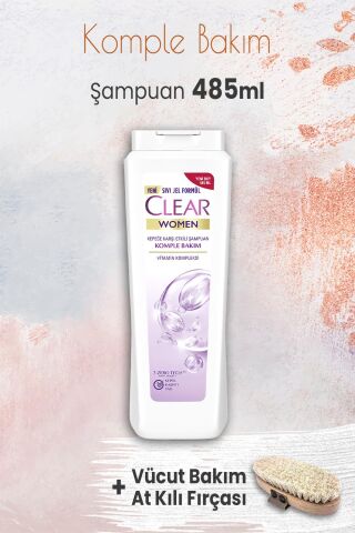 Clear Women Komple Bakım Şampuan 485 ml ve Vücut Bakım At Kılı Fırçası