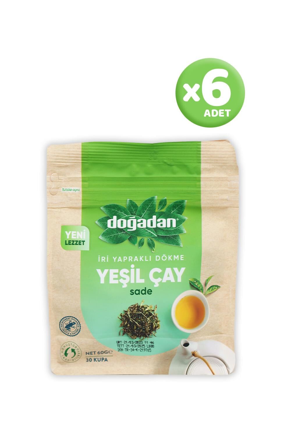 Doğadan Dökme Yeşil Çay Sade 60 gr x 6 Adet