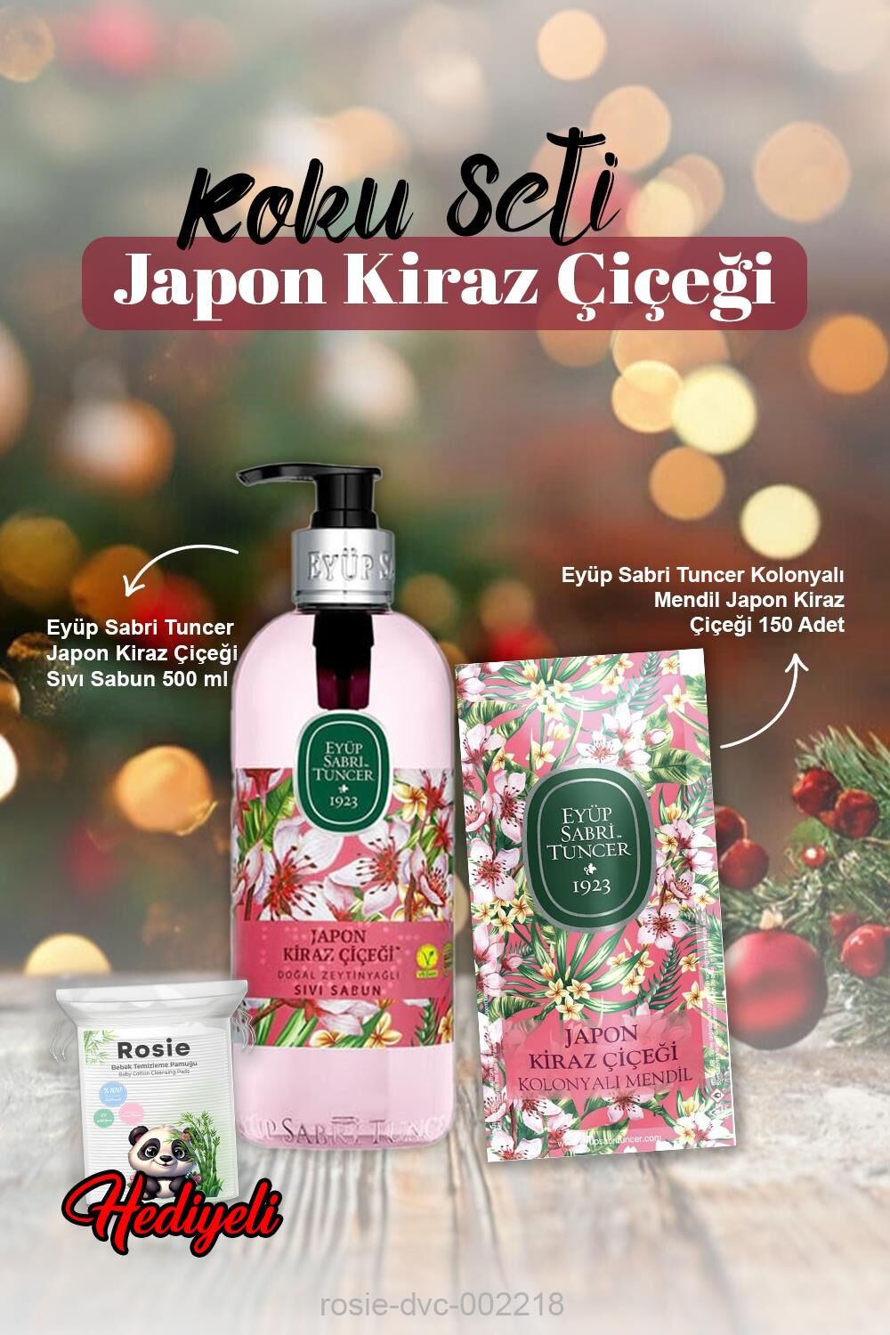 Eyüp Sabri Japon Kiraz Çiçeği Sıvı Sabun 500 ml ve 1500 ml ve Rosie Pamuk