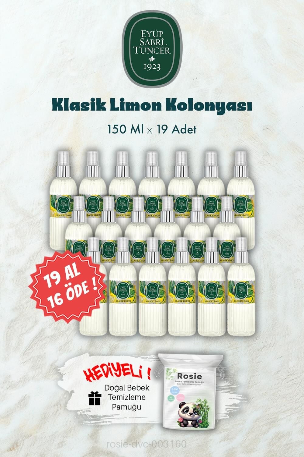 Klasik Limon Kolonyası 19 AL 16 ÖDE 150 ML ve ROSIE Hediye