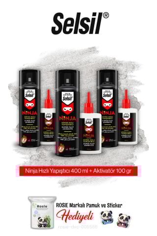 Selsil 3'lü Ninja Hızlı Yapıştırıcı Set ve rosie pamuk