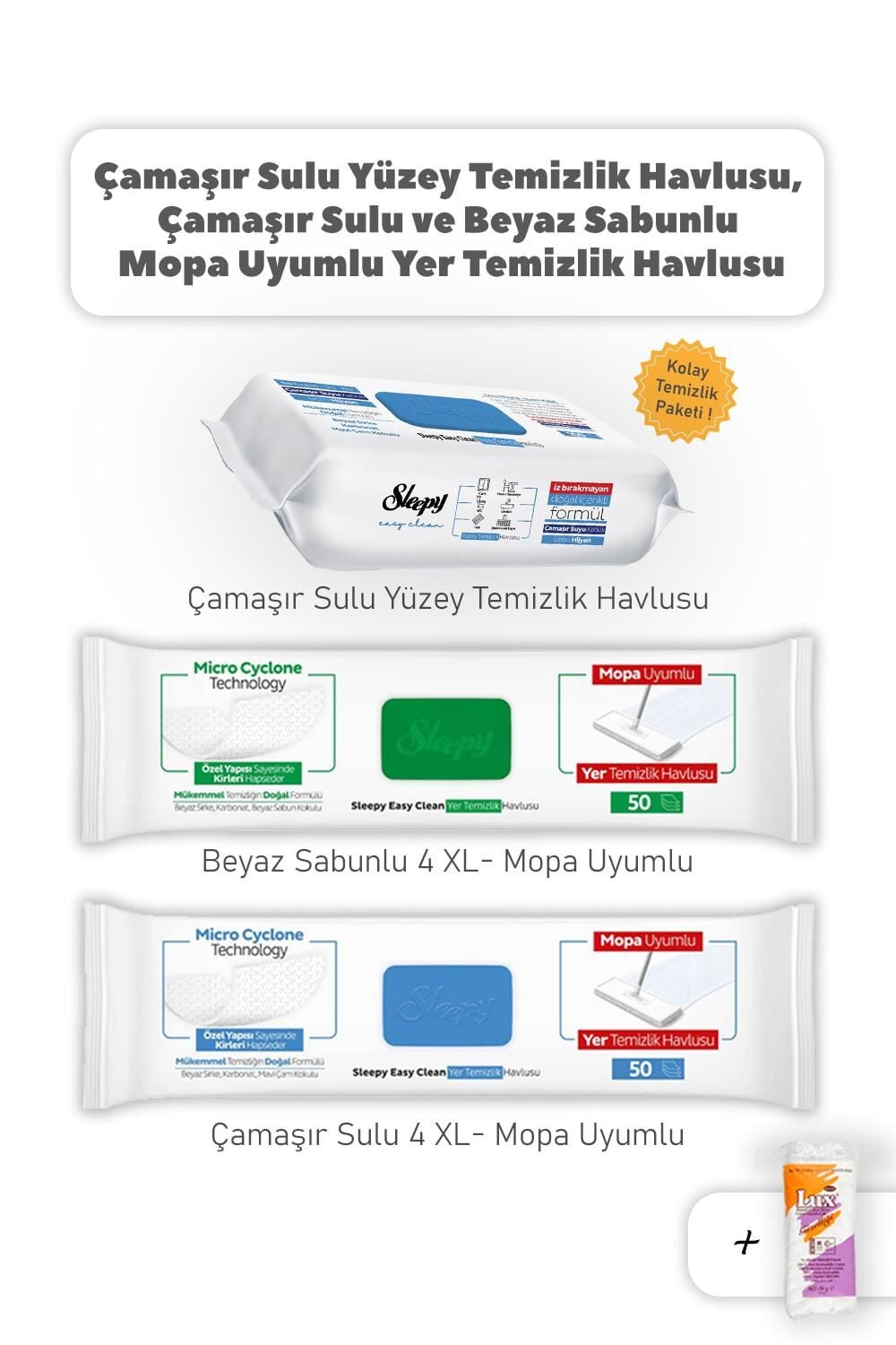 Sleepy Mopa Uyumlu 4XL ve Easy Clean Havlu Set, Pamuk Hediyeli