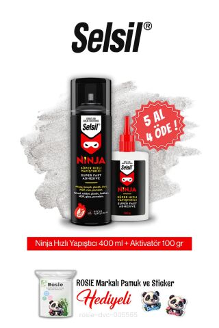 Selsil 5 AL 4 ÖDE Ninja Hızlı Yapıştırıcı Set ve rosie pamuk