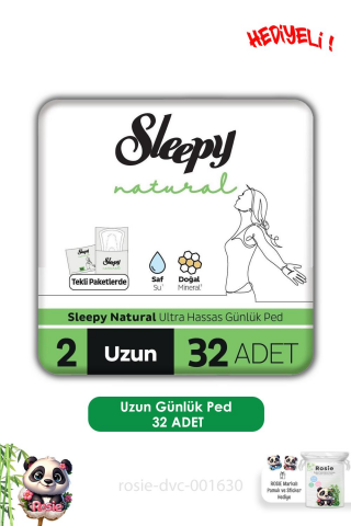 Sleepy Natural Ultra Hassas Günlük Ped Uzun 32 Adet Ped ve ROSIE