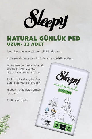 Sleepy Natural Ultra Hassas Günlük Ped Uzun 32 Adet Ped ve ROSIE