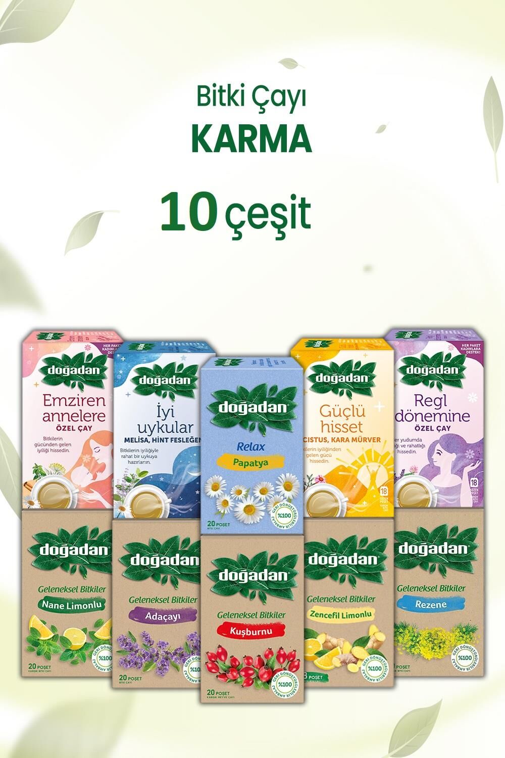 Doğadan Bitki Poşet Çayları 10 Çeşit