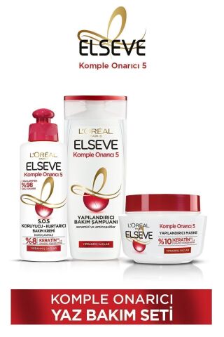 Elseve Komple Onarıcı 5 Saç Bakım Seti - Şampuan 360 ml & Kurtarıcı Bakım Kremi 360 ml & Saç Maskesi